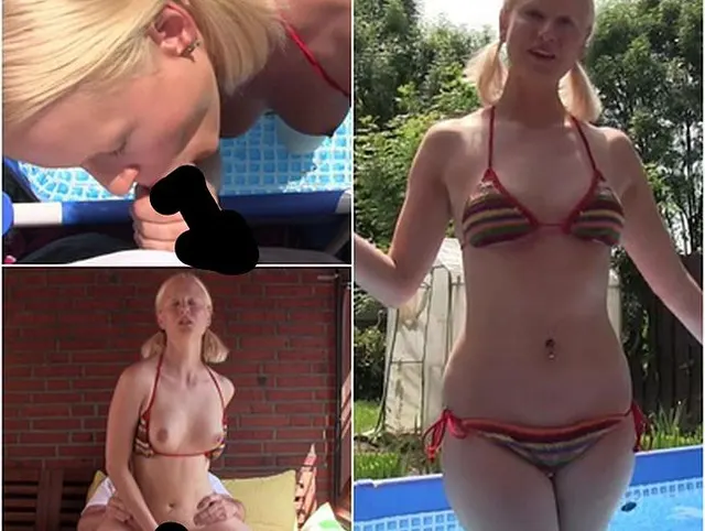 Pool-Dankeschön: Ich blase und reite seinen Schwanz ohne Gummi